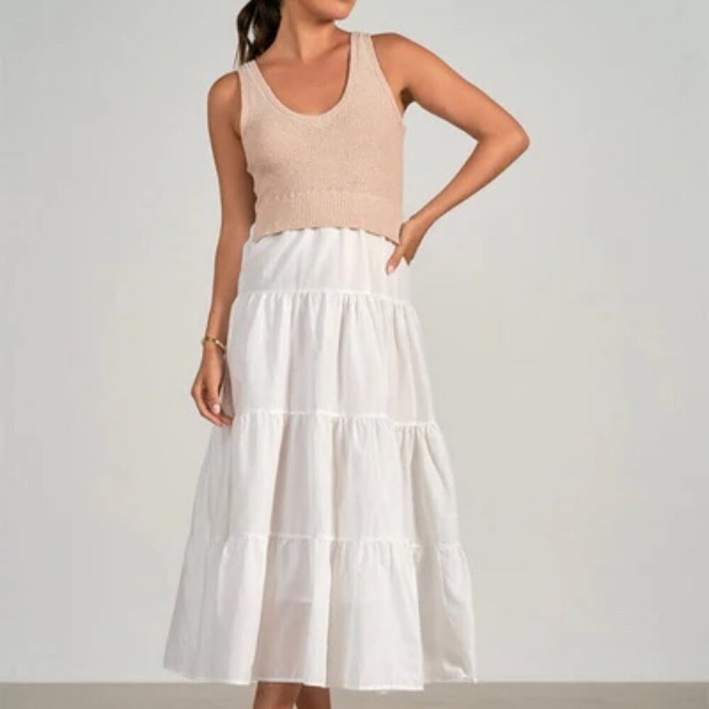 NWT Elan Aries Maxi Dress,  Natural White Combo